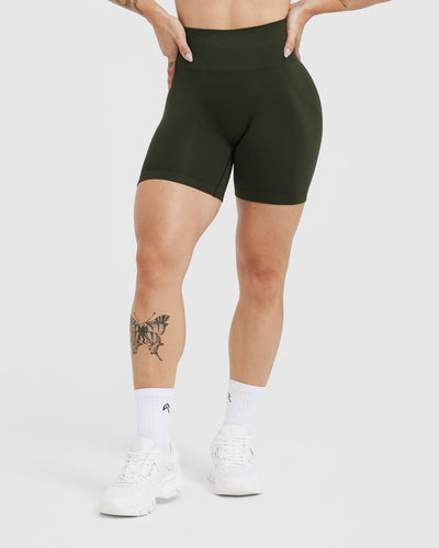 EffortlessLift™ Seamless Shorts with White Logo | Khaki
