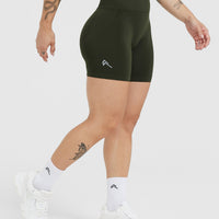 EffortlessLift™ Seamless Shorts with White Logo | Khaki
