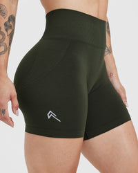 EffortlessLift™ Seamless Shorts with White Logo | Khaki