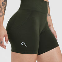 EffortlessLift™ Seamless Shorts with White Logo | Khaki