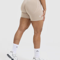 EffortlessLift™ Seamless Shorts with White Logo | Mushroom Brown