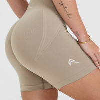 EffortlessLift™ Seamless Shorts with White Logo | Washed Sandstone