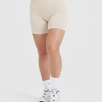 EffortlessLift™ Seamless Shorts with White Logo | Sand