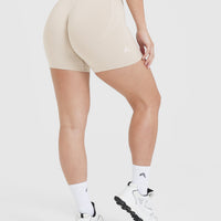 EffortlessLift™ Seamless Shorts with White Logo | Sand