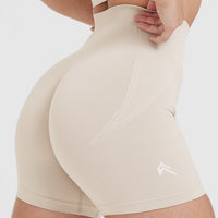 EffortlessLift™ Seamless Shorts with White Logo | Sand