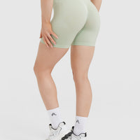 EffortlessLift™ Seamless Shorts with White Logo | Tea Green