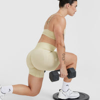 EffortlessLift™ Seamless Shorts with White Logo | Vanilla