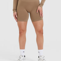 EffortlessLift™ Seamless Shorts with White Logo | Walnut