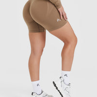 EffortlessLift™ Seamless Shorts with White Logo | Walnut