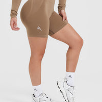 EffortlessLift™ Seamless Shorts with White Logo | Walnut