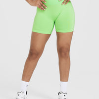 EffortlessLift™ Seamless Shorts with White Logo | Apple Green