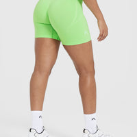 EffortlessLift™ Seamless Shorts with White Logo | Apple Green