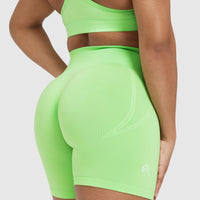 EffortlessLift™ Seamless Shorts with White Logo | Apple Green