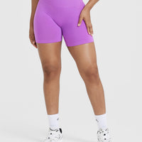 EffortlessLift™ Seamless Shorts with White Logo | Grape Purple