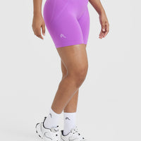 EffortlessLift™ Seamless Shorts with White Logo | Grape Purple