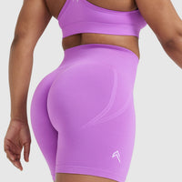 EffortlessLift™ Seamless Shorts with White Logo | Grape Purple
