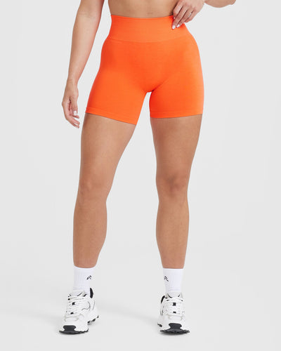 EffortlessLift™ Seamless Shorts with White Logo | Tangerine Orange