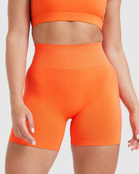 EffortlessLift™ Seamless Shorts with White Logo | Tangerine Orange