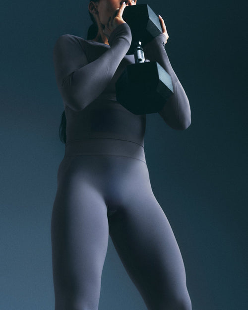 EffortlessLift™ Seamless Mid Rise Leggings | Light Granite Blue