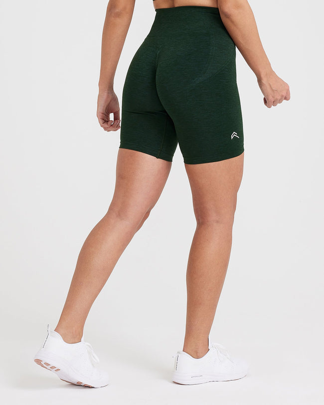 EffortlessLift™ Seamless Cycling Shorts with White Logo | Evergreen