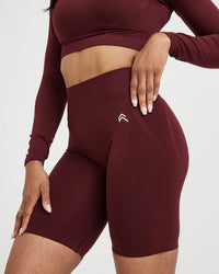 EffortlessLift™ Seamless Cycling Shorts with White Logo | Rosewood