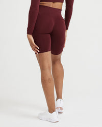 EffortlessLift™ Seamless Cycling Shorts with White Logo | Rosewood