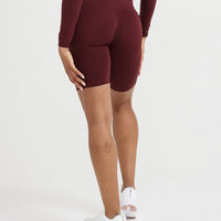 EffortlessLift™ Seamless Cycling Shorts with White Logo | Rosewood