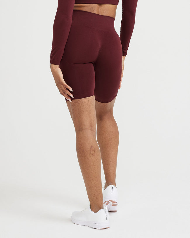 EffortlessLift™ Seamless Cycling Shorts with White Logo | Rosewood