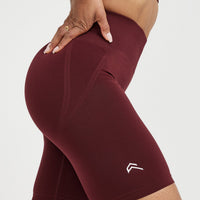 EffortlessLift™ Seamless Cycling Shorts with White Logo | Rosewood