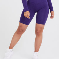 EffortlessLift™ Seamless Cycling Shorts with White Logo | Amethyst