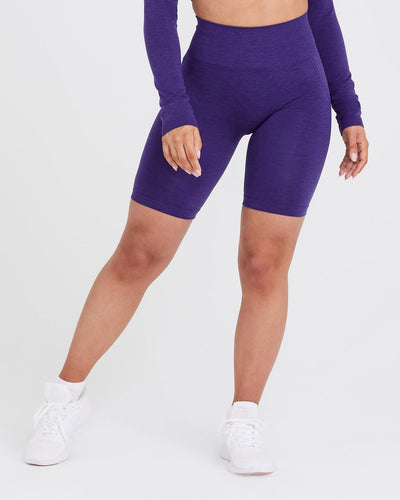 EffortlessLift™ Seamless Cycling Shorts with White Logo | Amethyst