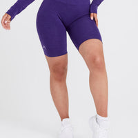 EffortlessLift™ Seamless Cycling Shorts with White Logo | Amethyst