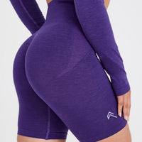 EffortlessLift™ Seamless Cycling Shorts with White Logo | Amethyst