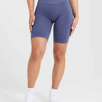 EffortlessLift™ Seamless Cycling Shorts with White Logo | Slate Blue
