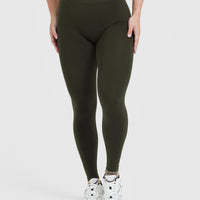 EffortlessLift™ Seamless Leggings with White Logo | Khaki