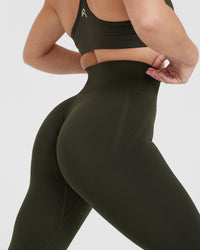 EffortlessLift™ Seamless Leggings with White Logo | Khaki