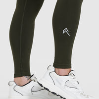 EffortlessLift™ Seamless Leggings with White Logo | Khaki