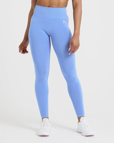 EffortlessLift™ Seamless Leggings with White Logo | Light Denim