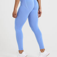 EffortlessLift™ Seamless Leggings with White Logo | Light Denim