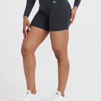 EffortlessLift™ Seamless Shorts with White Logo | Coal