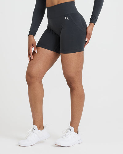 EffortlessLift™ Seamless Shorts with White Logo | Coal