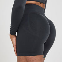 EffortlessLift™ Seamless Shorts with White Logo | Coal