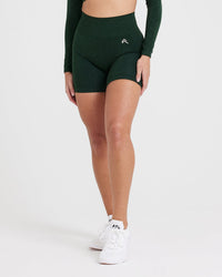 EffortlessLift™ Seamless Shorts with White Logo | Evergreen