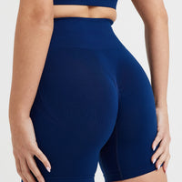 EffortlessLift™ Seamless Shorts with White Logo | Midnight