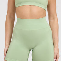 EffortlessLift™ Seamless Shorts with White Logo | Mint Green