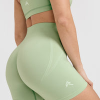 EffortlessLift™ Seamless Shorts with White Logo | Mint Green