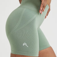EffortlessLift™ Seamless Shorts with White Logo | Sage