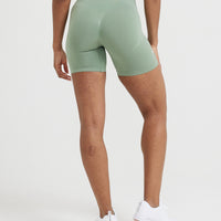 EffortlessLift™ Seamless Shorts with White Logo | Sage
