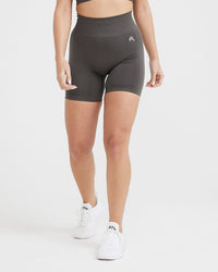EffortlessLift™ Seamless Shorts with White Logo | Deep Taupe