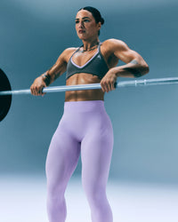 EnhanceLift™ Seamless Leggings with Grey Logo | Lavender Purple